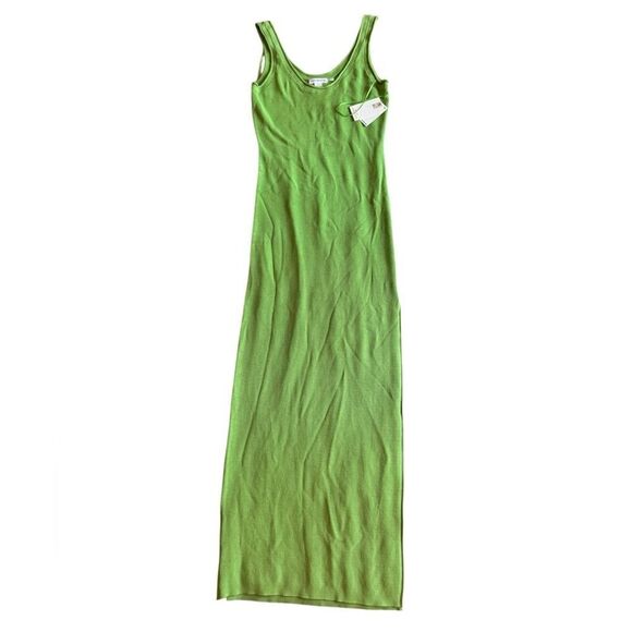 NWT Good American Women's Lime Green Rib Knit Bodycon Maxi Dress Flaw Size Large - Picture 4 of 10